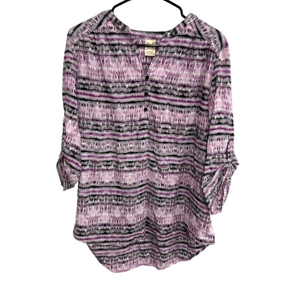 Faded Glory NWT Orchid Flower Combo Tunic Top Button Front Sz 1X - Picture 1 of 11